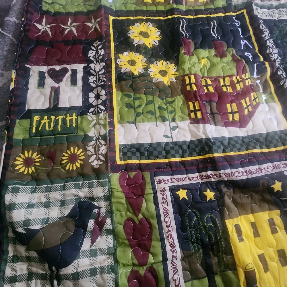 Country Farmhouse Home Patchwork Quilt with Multicolor Design
